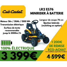 Tracteur de pelouse 100% électrique  CUB CADET LR2 ES 76